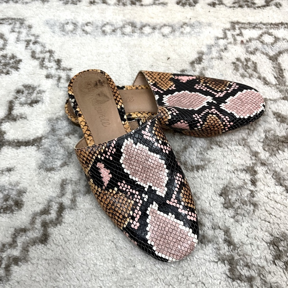 Madewell snake print slide on mules - Picture 1 of 8